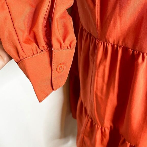 NWT Burnt Orange Tier Dress With Collar 💚🌻 - Picture 5 of 8